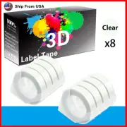 8PK Clear Dymo 3D Label Tape Compatible for Motex E-101 E-303 Label Makers