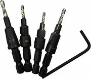 4pcs Twist HSS Countersink Drill Bits Set 6# 8# 10# 12# Hole Saw Woodworking Hand Tools 6.35mm Hand Tool Accessories