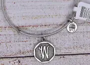 NEW NWT Alex and Ani Letter Initial W Charm Bangle Silver Bracelet