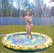Inflatable Splash Pad Sprinkler Pool Water Play Mat for Kids Toddlers 67" Round