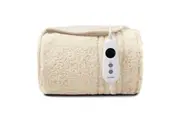 Dreamaker Reversible Sherpa & Coral Fleece Heated Throw Cream 160x120cm