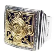 Gerochristo 2236 ~ Solid 18K Gold & Sterling Silver Medieval-Byzantine Ring
