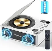 4000mAh Rechargeable CD Player with Dual Speakers, Bluetooth Portable CD Player with FM Radio,Desktop CD Player with Remote Control, LCD Display, Support USB/TF Card/AUX/3.5mm Headphone Jack for Home