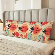 Ladybugs Cartoon Pattern Body Pillow Cover Ultra Soft Microfiber Pillowcases Breathable Long Pillow Case Fuzzy Bed Pillow Protector with Zipper Full Body Pillowcase 20x54 Inches