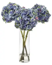 Nearly Natural Hydrangea Artificial Arrangement in Glass Vase