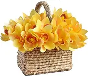 JPORSHU 12PCS Artificial Flowers Orchids ，Yellow Cymbidium Orchids Artificial Flowers, for Wedding Home Party Table Centerpiece Decorations (Yellow)