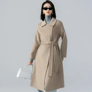【巴黎精品】羊毛大衣毛呢外套-繫帶加厚保暖長版女外套4色a1dg17