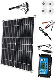 1Set Outdoor Solar Charger with Controller Flexible Monocrystalline Solar Cell Panel for Camping Lightweight Output for Battery Devices Black