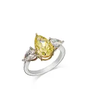 Bloomingdale's Fine Collection Certified Lab Grown Yellow & White Pear Cut Diamond Engagement Ring in 18K White Gold, 4.1 tcw
