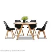 Milari Round Dining Table 1200 + 4X Padded Black Eames Chairs