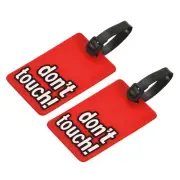 2Pcs PVC Luggage Tag Identifier Label, Don't Touch Pattern Red