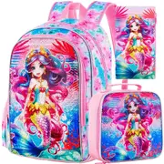 3 Piece Sequin Unicorn Backpack Set For Girls 16 Inch Bookbag Lunch Box Preschool To Elementary
