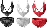[Generic] Vintage Lingerie for Women 1940 Bra+Pants Up Lingerie Women Push 3PCS Bandage Corset Lace Top Set Underwear New Lingerie Set