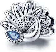 [Teleye] Bracelet Charm Bead Peacock 925 Sterling Silver Charm Fits For Pandora Bracelet, European Charms Bracelet