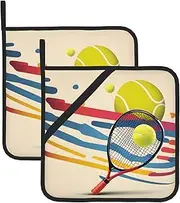 Tennis Potholders BBQ Pot Holders for Heat Resistant Potholder, Hot Pads,Cooking Baking(2-Pack)