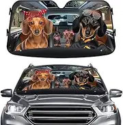 Cute Dachshund Dog Family Funny Windshield Sun Shade for Car SUV Truck (55x30 Inches), Sun Shade Windshield, Shades for Front Windows, Sunshade for Car Windshield, Protector Blocks UV