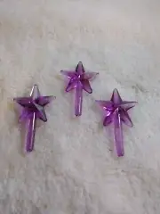 3pk SMALL PURPLE CLASSIC STARS TOPPERS FOR CERAMIC CHRISTMAS TREES