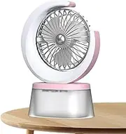 Portable Fan with Light - Colorful Quiet Fan Personal Desk Fan | USB Rechargeable Camping Fan with Flashing Light, 3 Speed Adjustable Cooling Fan