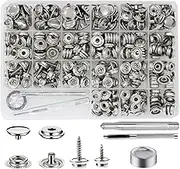BetterJonny 350 Pieces Canvas Snap Kit, Stainless Steel Screws Snaps Marine Grade Canvas Upholstery Boat Snaps Fastener Press Stud Cap with 3 Setting Tools Material Hole Punch for DIY Cover Leather