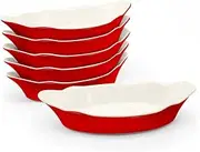 Au Gratin Baking Dishes, by Kook, Mini Casserole Dish, Set of 6, for Banana Split, Oven and Microwave Safe, Dishwasher Safe, Ceramic Serving Dishes, Lasagna & Cobblers, Individual Serving, 12 oz