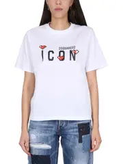 [Dsquared2] Dsquared2-Icon Game Lover T-Shirt-Donna L