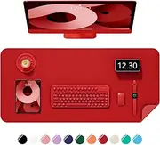 Niniubye Desk Pad, 23.6" x 13.8" PU Leather Non-Slip Desk Mat Large Mouse Pad for Desktop, Waterproof Laptop Computer Writing Mat for Office, Home, Work, Gaming, Bright Red