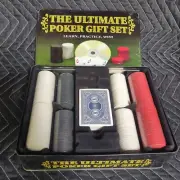 Starter Poker Set : Card Deck + 200 chips (100W, 50B, 50R) in Tin Box