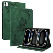 PU Leather Tablet Case Compatible For iPad Pro 11 (2024) Anti-Scratch Card Slots Flip Tablet Cover Green