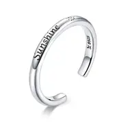 Silver plating Sunshine Engrave Adjustable Finger Rings for Women Stackable Jewelry