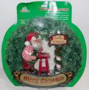 Holiday Creations Merry Christmas SANTA CLAUS WORKSHOP WREATH ACCENT Doll & Sign