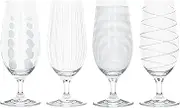 MIKASA Beer Glasses/Craft Beer Glass Set with Decorative Etching, Silver, 4 Count (Pack of 1)