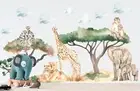 parent-child animals giraffe monkey elephant Removable Wall Decal Sticker