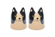 2PK Urban Bailey Cat Ceramic Planter Flower/Plant Pot Decor 14cm Black/White