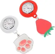 [BESTYASH] 2pcs Nurse Pocket Watch Clip Hanging Lapel Watch Water Resistant Quartz Movement for Nurses Doctors Students for Hospital Clinic Use