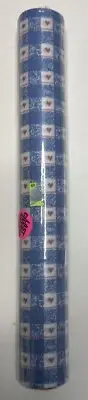 Vintage Contact Paper Pink Hearts & Blue Gingham shelf drawer liner 90s country
