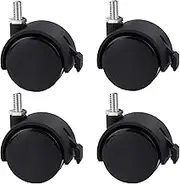 Guildrey Threaded Caster, M8-1.25 Swivel Stem for Replacement, Set of 4, Twin Caster Wheels with Locking Brake