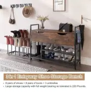 Entryway Shoe Bench Organizer with Storage Compartment 3-in-1 Tall Boot Rack