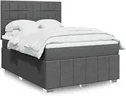 vidaXL Box Spring Bed - Queen Size with Mattress & Adjustable Headboard - Pocket Spring - Dark Grey