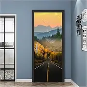 Door Stickers 3D Door Stickers Natural Scenery Home Bedroom Wallpaper Decal Removable Waterproof Self Adhesive Poster Mural(B,40x120cm)