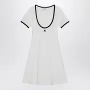 [Courrèges] Black/white Mini Dress In Cotton XS White
