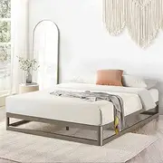 Zinus Metal Queen Bed Frame 22cm Grey Gunmetal Bedframe Base, 5Yrs Warranty, Steel Slat Mattress Support, Bedroom Furniture