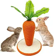BNOSDM Rabbit Scratch Post Toy Natural Sisal Rabbit Scratching Post Cute Carrot Bunny Scratcher for Indoor Rabbits Bunnies Kittens Ferrets Chinchillas Small Animals