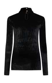 [Rabanne] Gathered Velvet Turtleneck Top