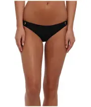 SPLENDID SOLID RETRO BIKINI SWIM BOTTOMS PANT STRING SIDES BLACK MEDIUM NEW! $48