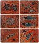 6 PLACEMATS + 6 COASTERS - CORK - ABORIGINAL ART - AUSTRALIA, INDIGENOUS, GIFT