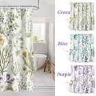 Bathroom Shower Curtain Polyester Plant Leaf Bath Curtain Waterproof Drfev