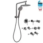 Gun Metal Round 10" Rain Shower Head Hand Held 2 In 1 Wall Arm Set Mixer Taps