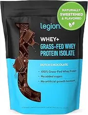 Legion Whey+ Chocolate Whey Isolate Protein Powder from Grass Fed Cows, 5lb. Low Carb, Low Calorie, Non-GMO, Lactose Free, Gluten Free, Sugar Free. Great For Weight Loss & Bodybuilding.