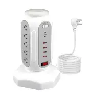 Power Strip Tower 15 Outlets 6 USB Ports, Surge Protector with Colorful Led-L...