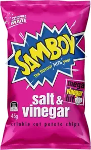 Samboy Salt and Vinegar Chips 45 G (Pack of 18)
